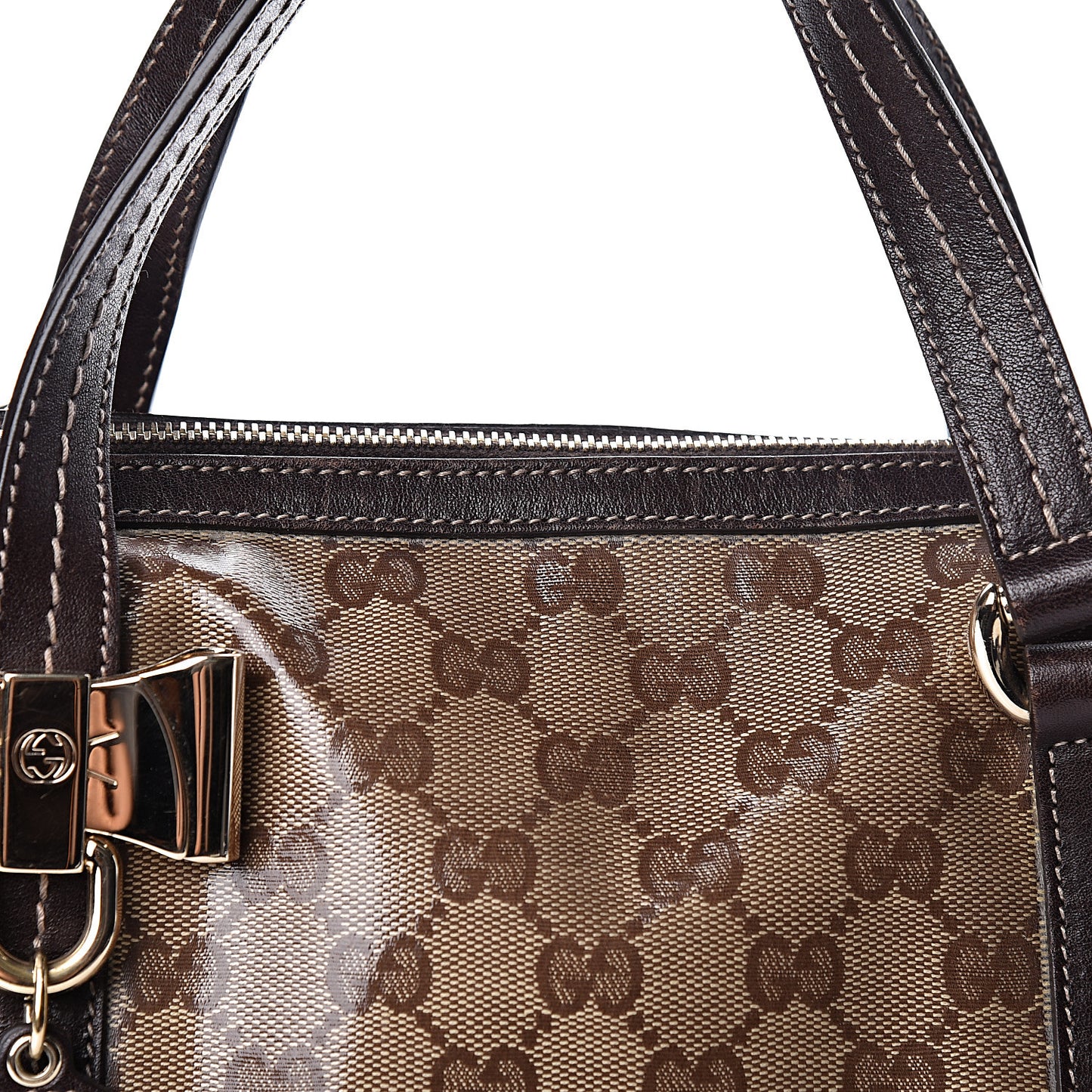 Crystal Monogram Duchessa Boston Bag Brown