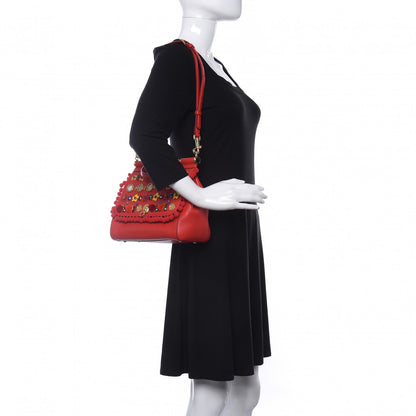 Dolce & Gabbana Calfskin Embellished Medium Miss Sicily Satchel Red 2 of 15