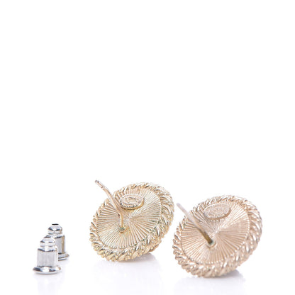 Chanel CC Button Earrings Silver Gold 3 of 5