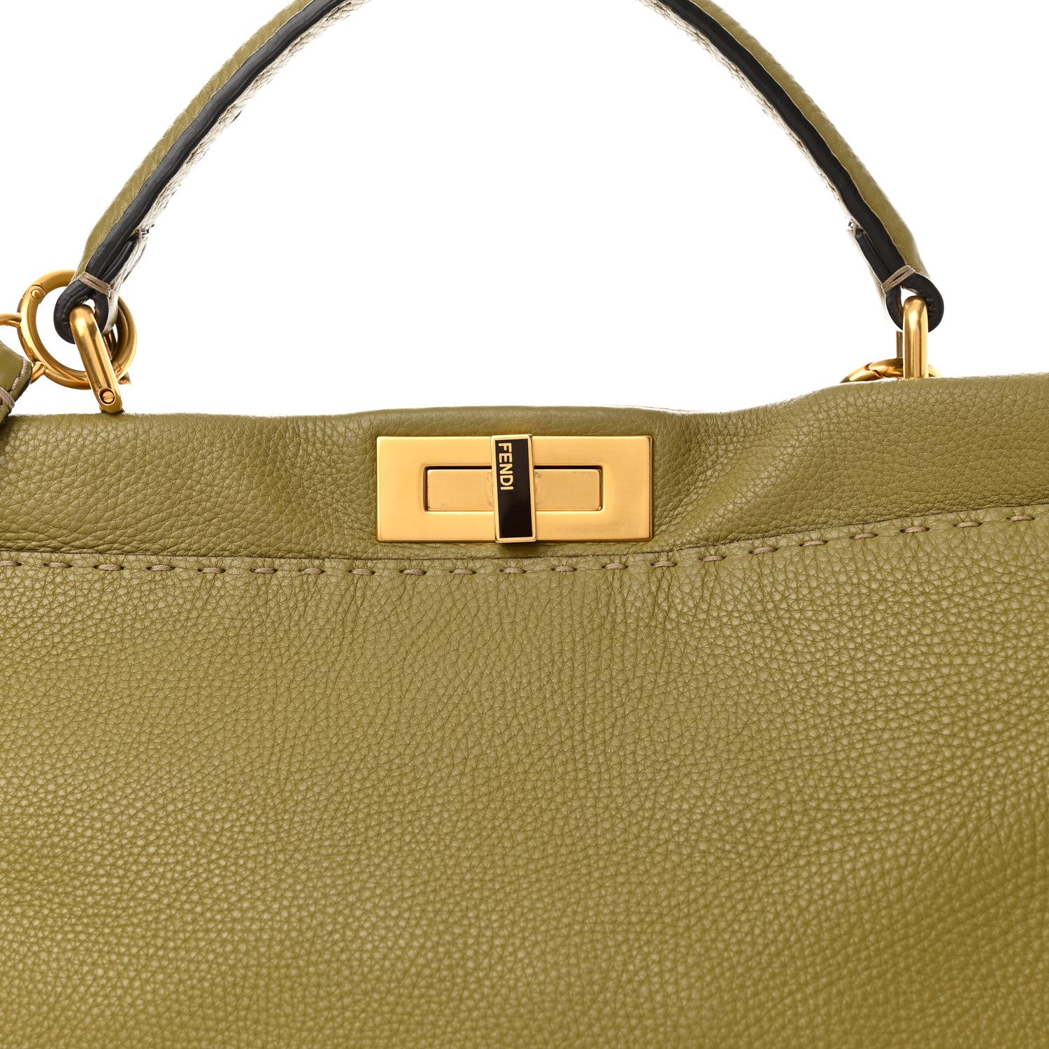 Fendi Cuoio Romano Selleria Large Peekaboo Iconic Satchel Muschio Moro 7 of 13