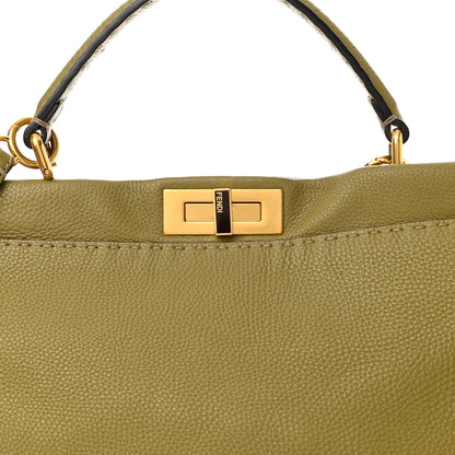 Fendi Cuoio Romano Selleria Large Peekaboo Iconic Satchel Muschio Moro 7 of 13