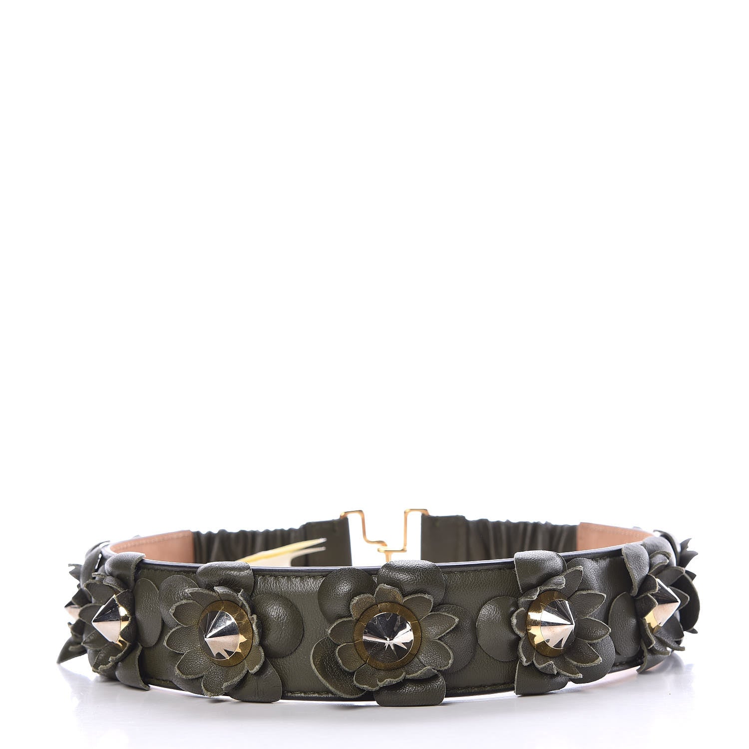 Fendi Lambskin Flowerland Belt 65 26 Green 1 of 8