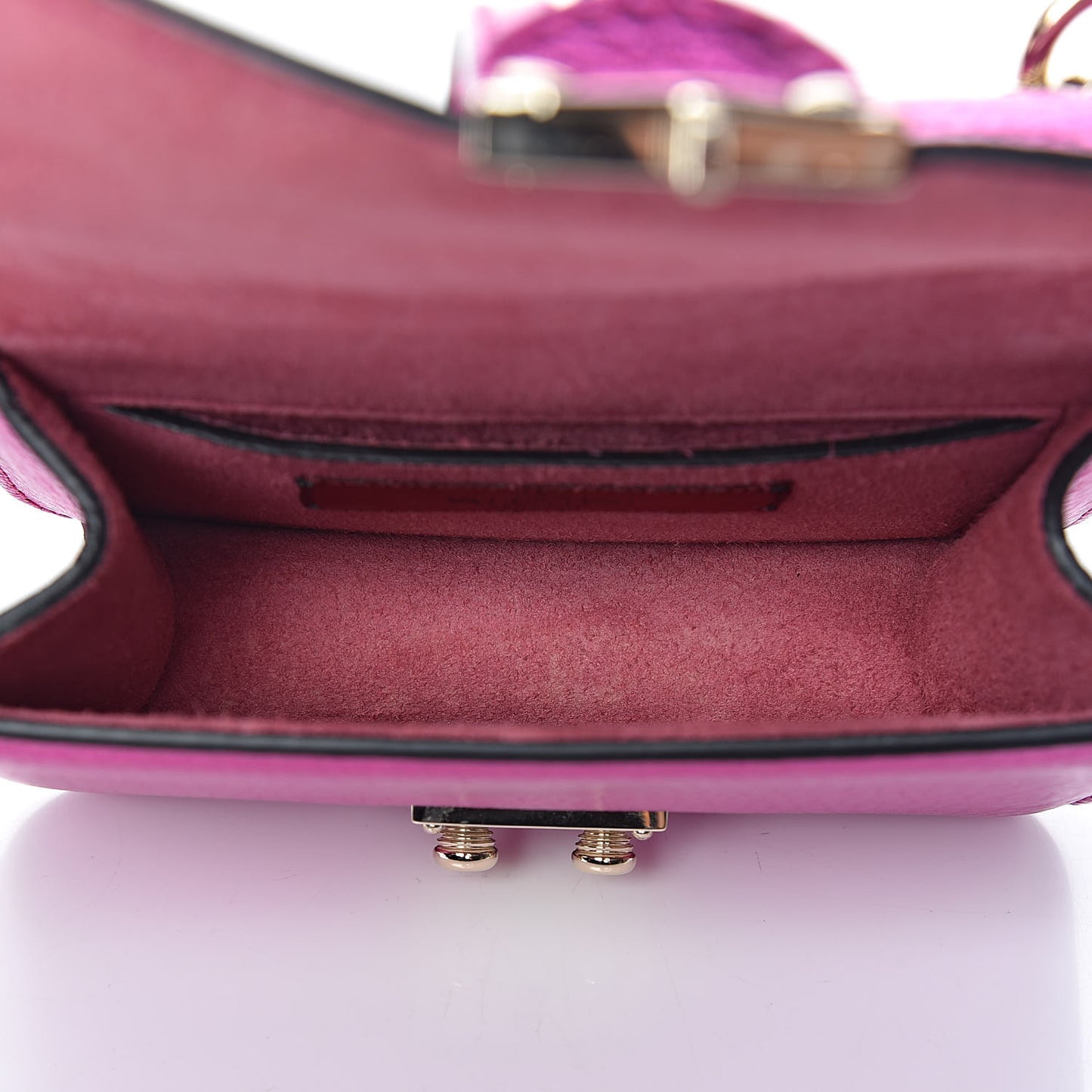 Metallic Pebbled Calfskin Mini Glam Lock Rockstud Flap Peony