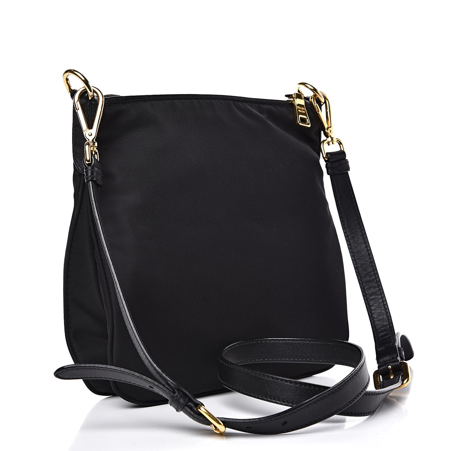 Nylon Flat Messenger Bag Black