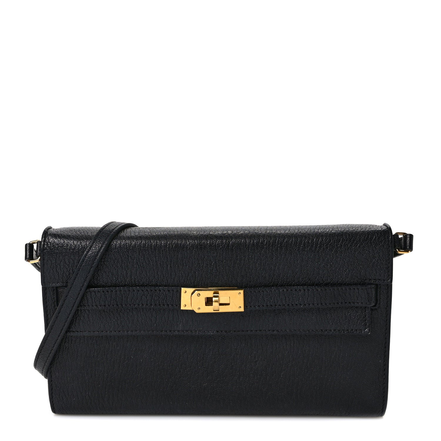 Hermes Chevre Mysore Kelly Wallet To Go Black 1 of 9