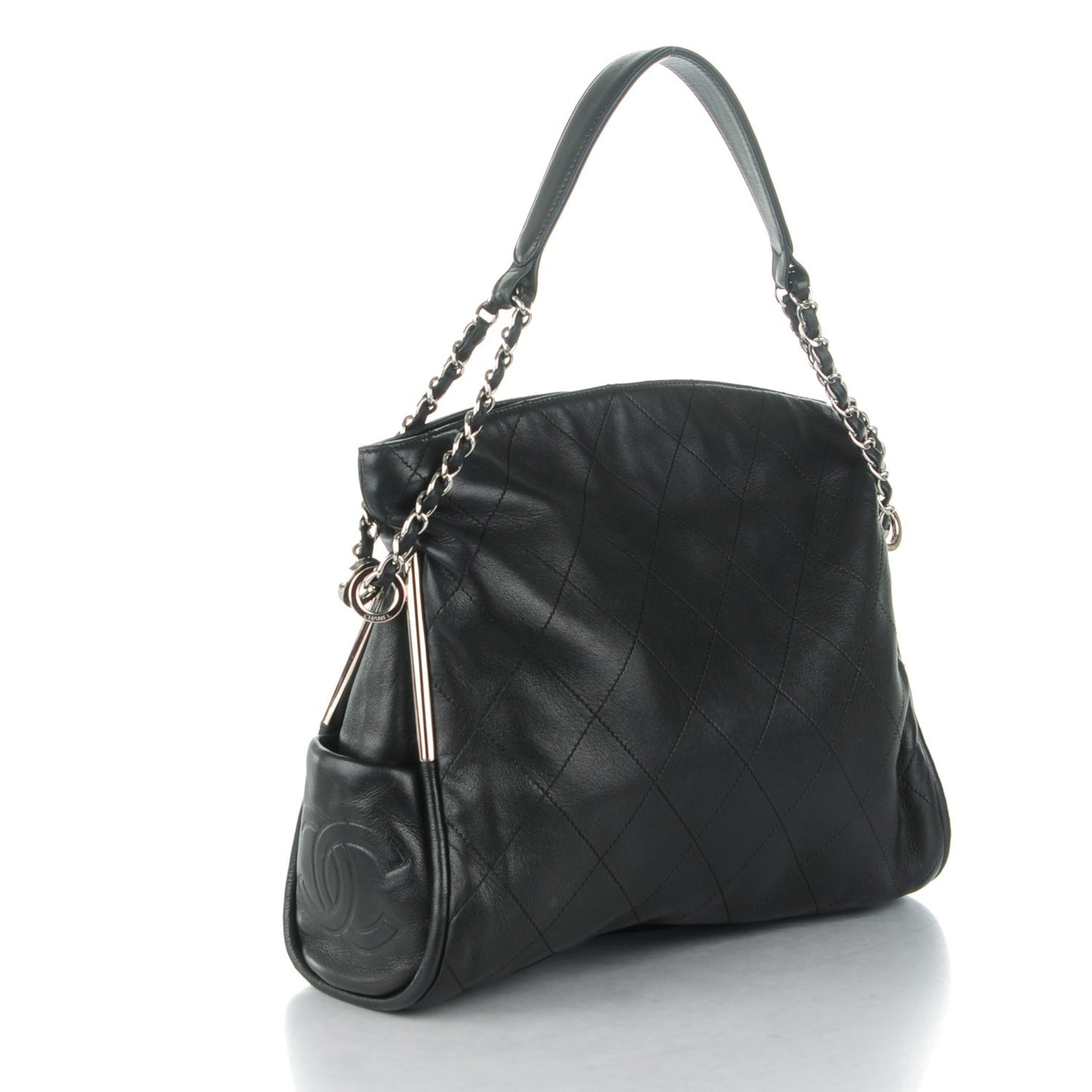 Lambskin Stitched Medium Ultimate Soft Tote Black