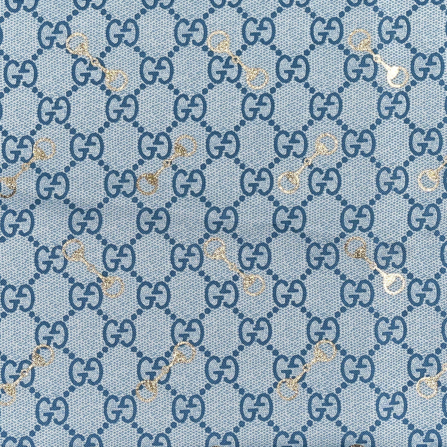 Gucci Silk Twill GG Monogram GG Gold Horsebit Square Scarf Bluette Pink 2 of 3