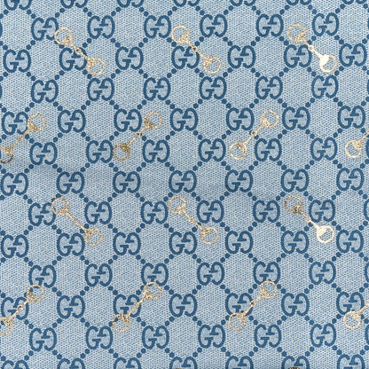Gucci Silk Twill GG Monogram GG Gold Horsebit Square Scarf Bluette Pink 2 of 3
