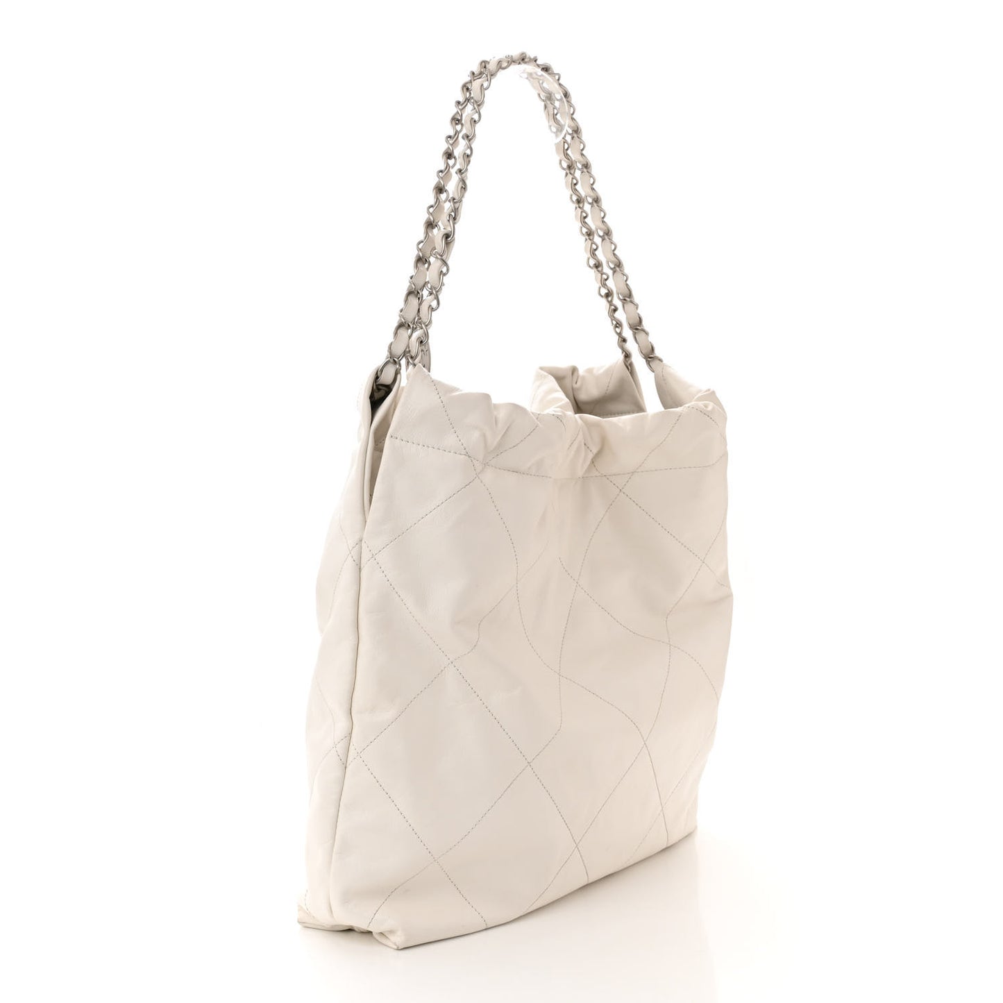 Shiny Calfskin Quilted Chanel 22 White