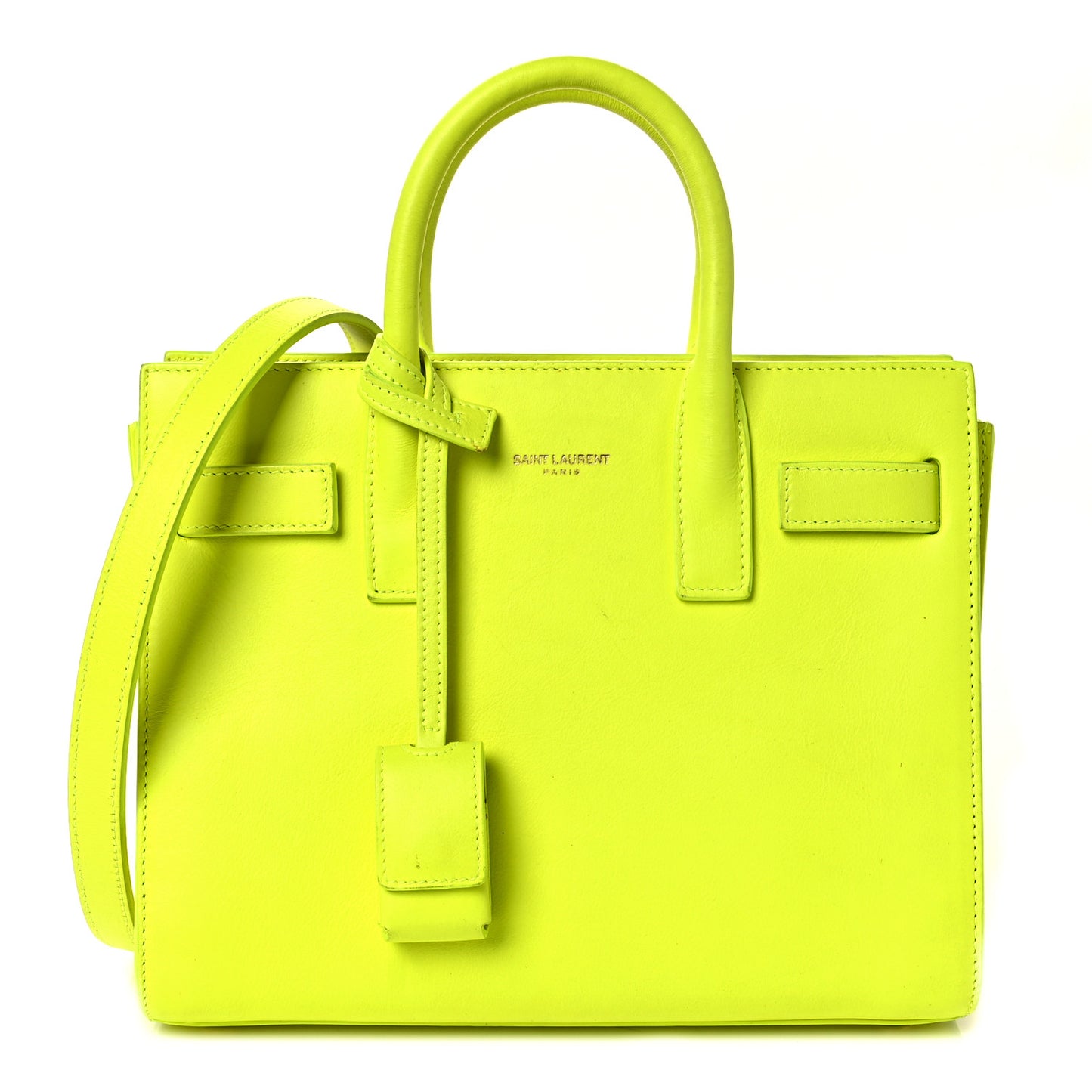 Calfskin Nano Sac De Jour Neon Yellow