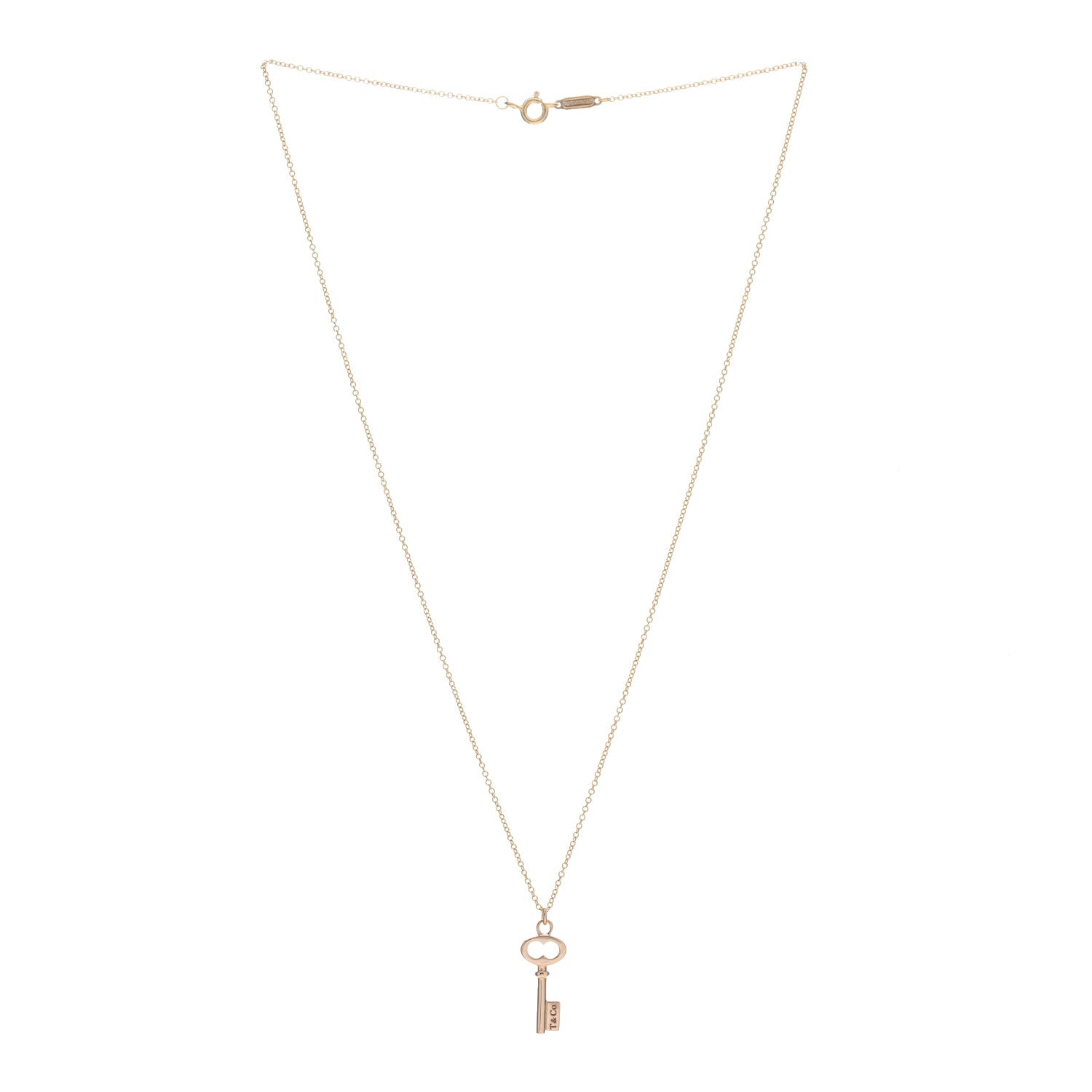 Tiffany 18K Rose Gold Mini Key Pendant Necklace 3 of 4