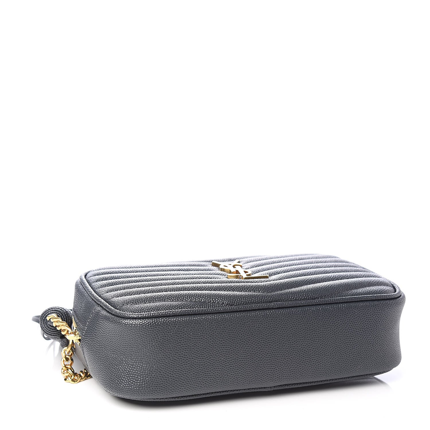 Saint Laurent Grain De Poudre Matelasse Monogram Mini Lou Camera Bag Dark Smog 4 of 10