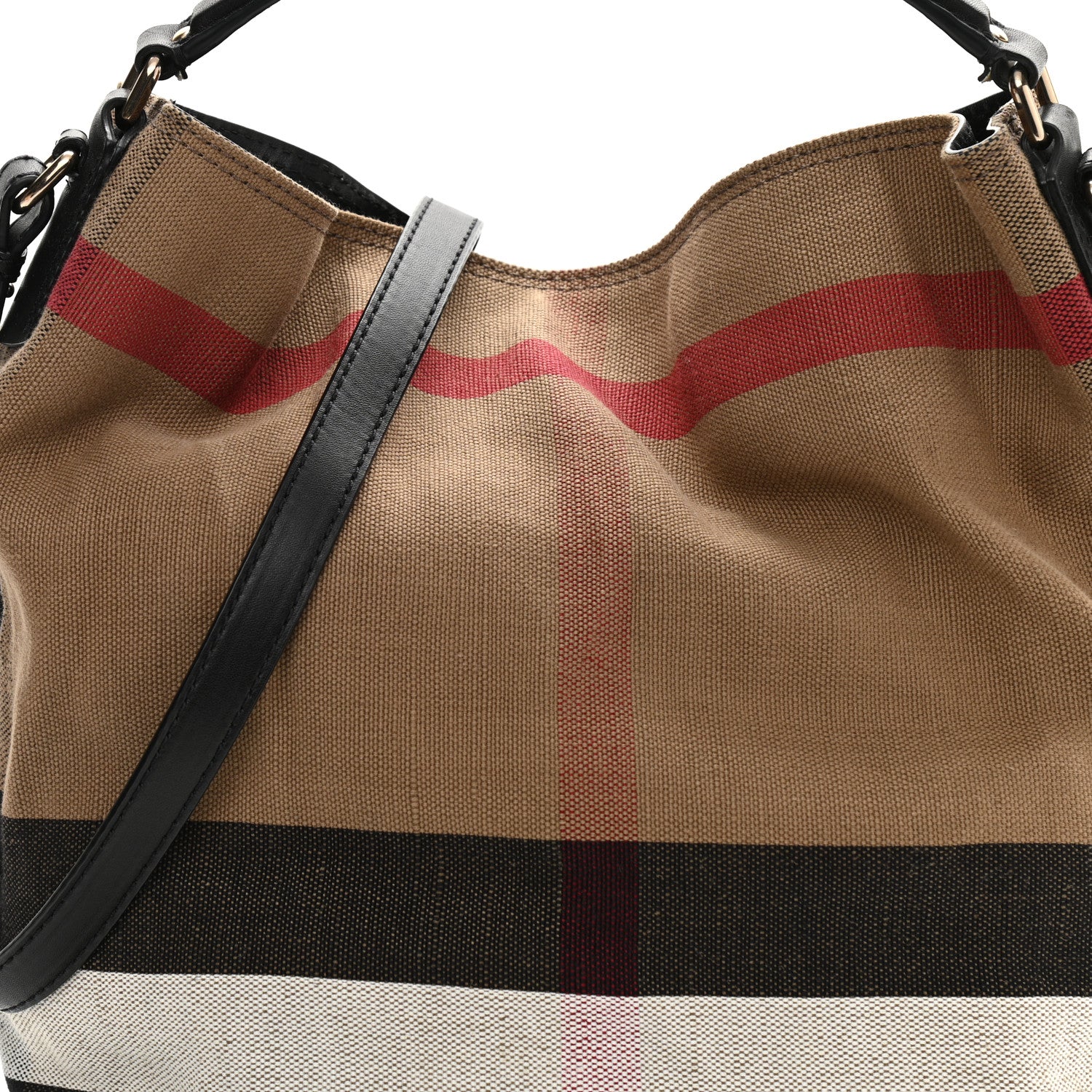 Burberry Canvas Mega Check Medium Ashby Hobo Black 9 of 11