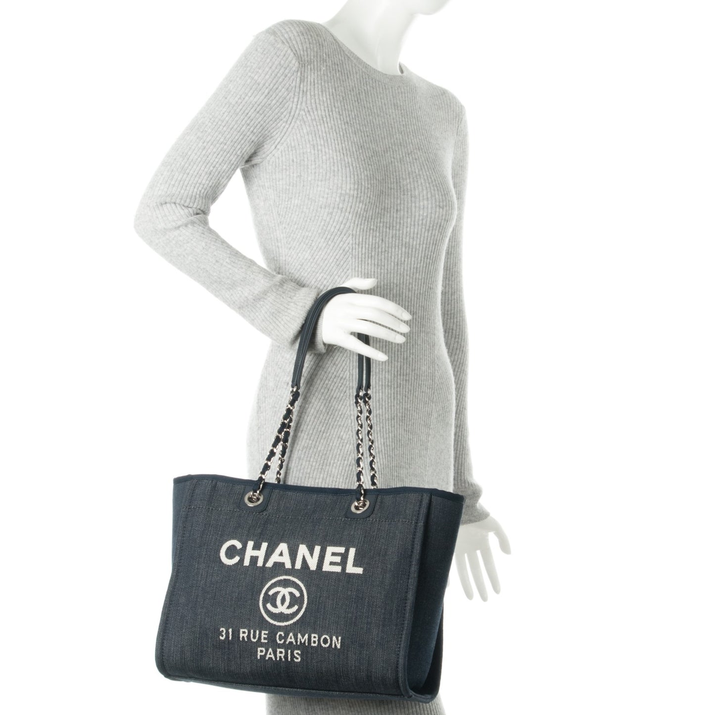 Canvas Small Deauville Tote Dark Blue