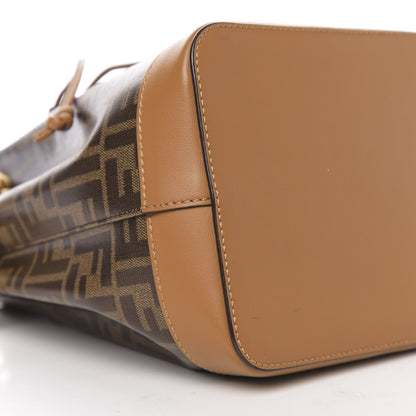 Fendi Glazed Fabric Vitello Grace F is Fendi FF 1974 Stamp Patch Grande Mon Tresor Bucket Bag Mogano Panna Nocciola 7 of 9