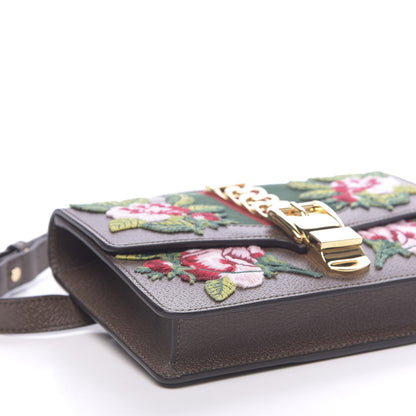 Gucci Calfskin Embroidered Sylvie Belt Bag 95 34 Brown 9 of 10