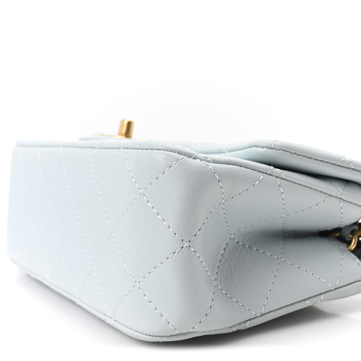 Chanel Lambskin Quilted Mini Rectangular Pearl Crush Flap Light Blue 10 of 11