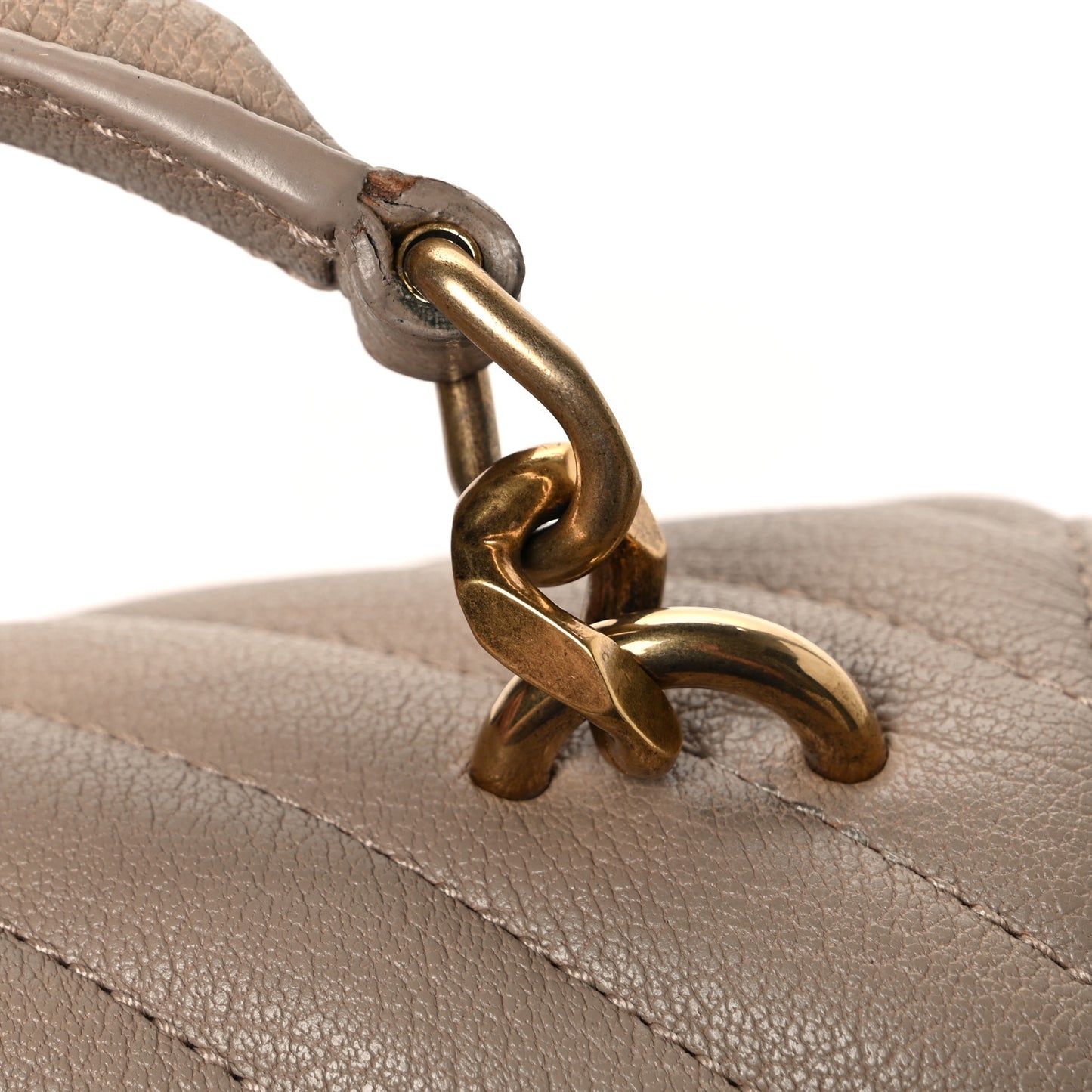 Sheepskin Matelasse Chevron Monogram Medium College Bag Dark Beige