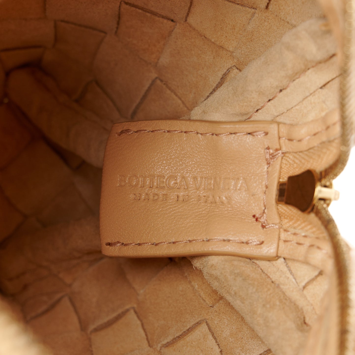 Nappa Intrecciato Mini Loop Camera Bag Almond