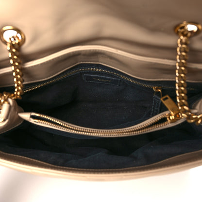Saint Laurent Calfskin Y Quilted Monogram Medium Loulou Chain Satchel Dark Beige 5 of 10
