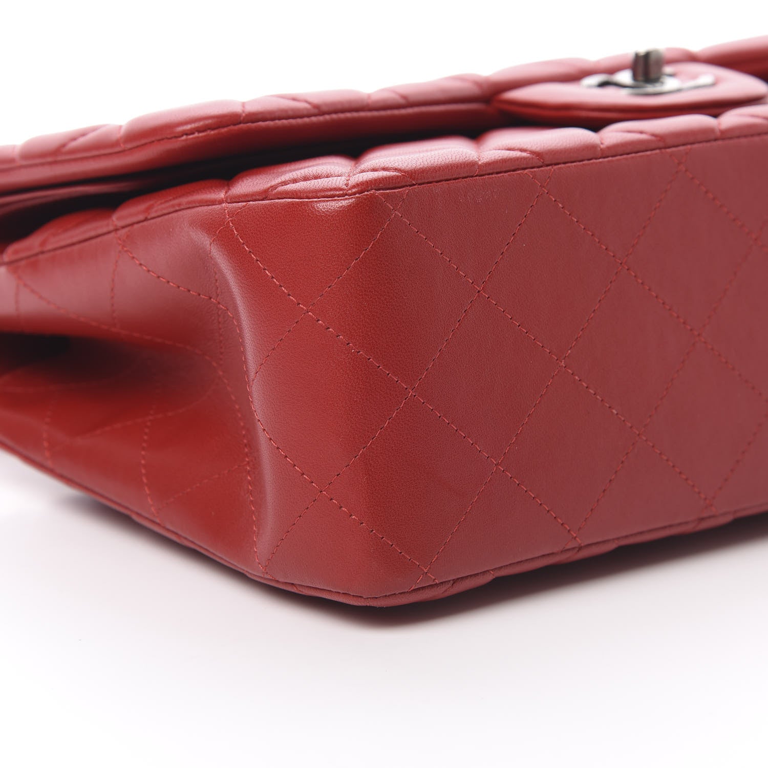 Chanel Lambskin Quilted Jumbo Double Flap Red 9 of 13