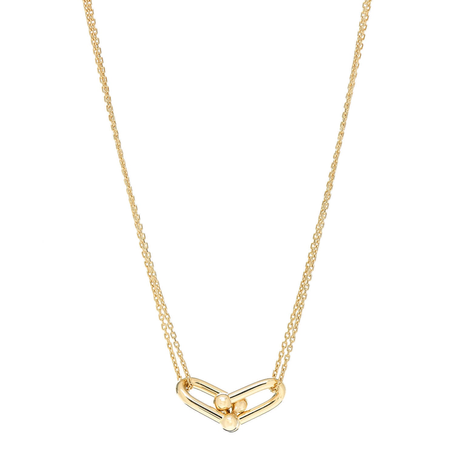 Tiffany 18K Yellow Gold HardWear Double Link Pendant Necklace 1 of 5