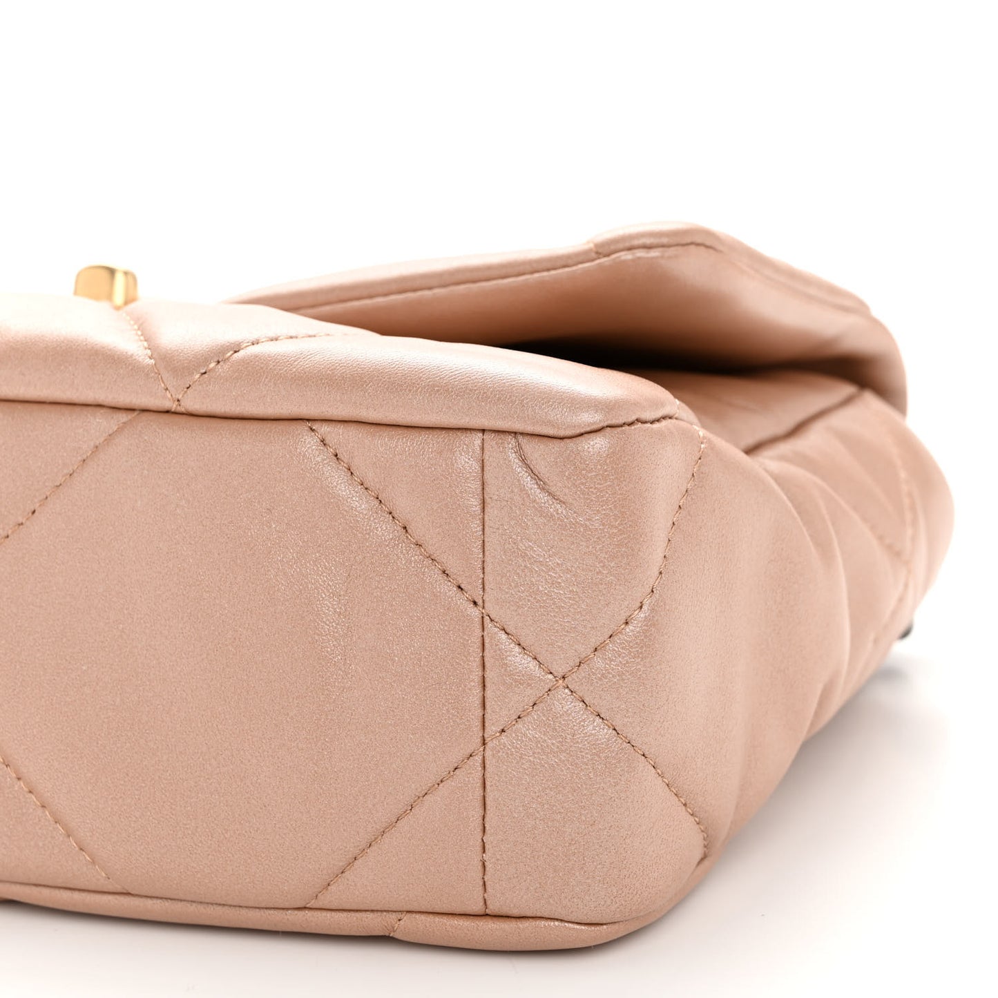 Shiny Lambskin Quilted Medium Chanel 19 Flap Beige