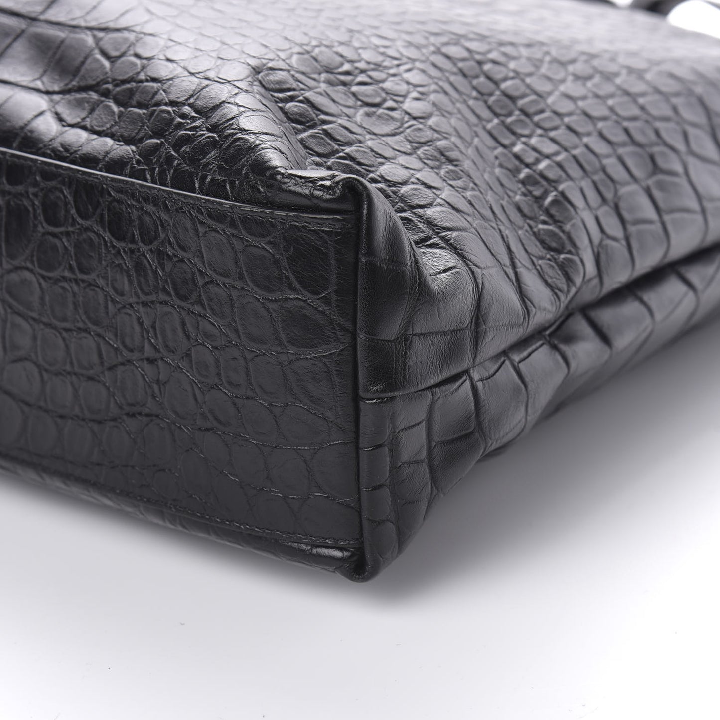 Calfskin Crocodile Embossed ID Bag Black
