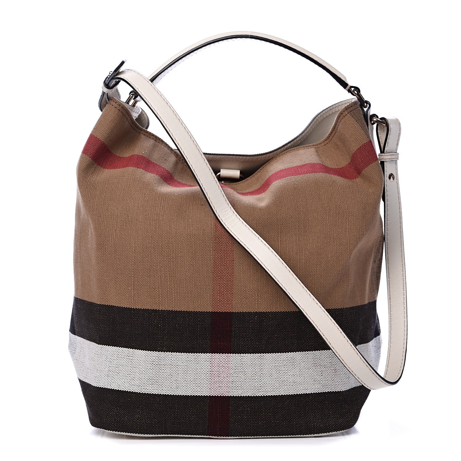 Burberry Canvas Mega Check Medium Ashby Hobo White 1 of 11