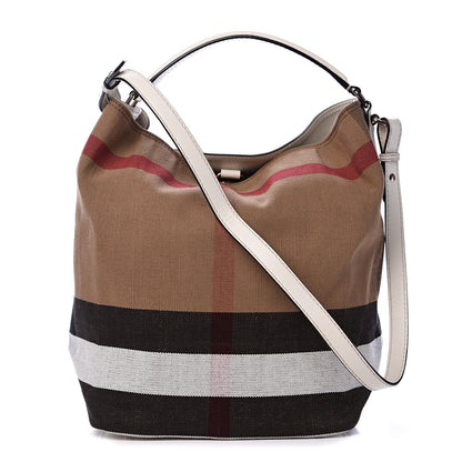 Burberry Canvas Mega Check Medium Ashby Hobo White 1 of 11