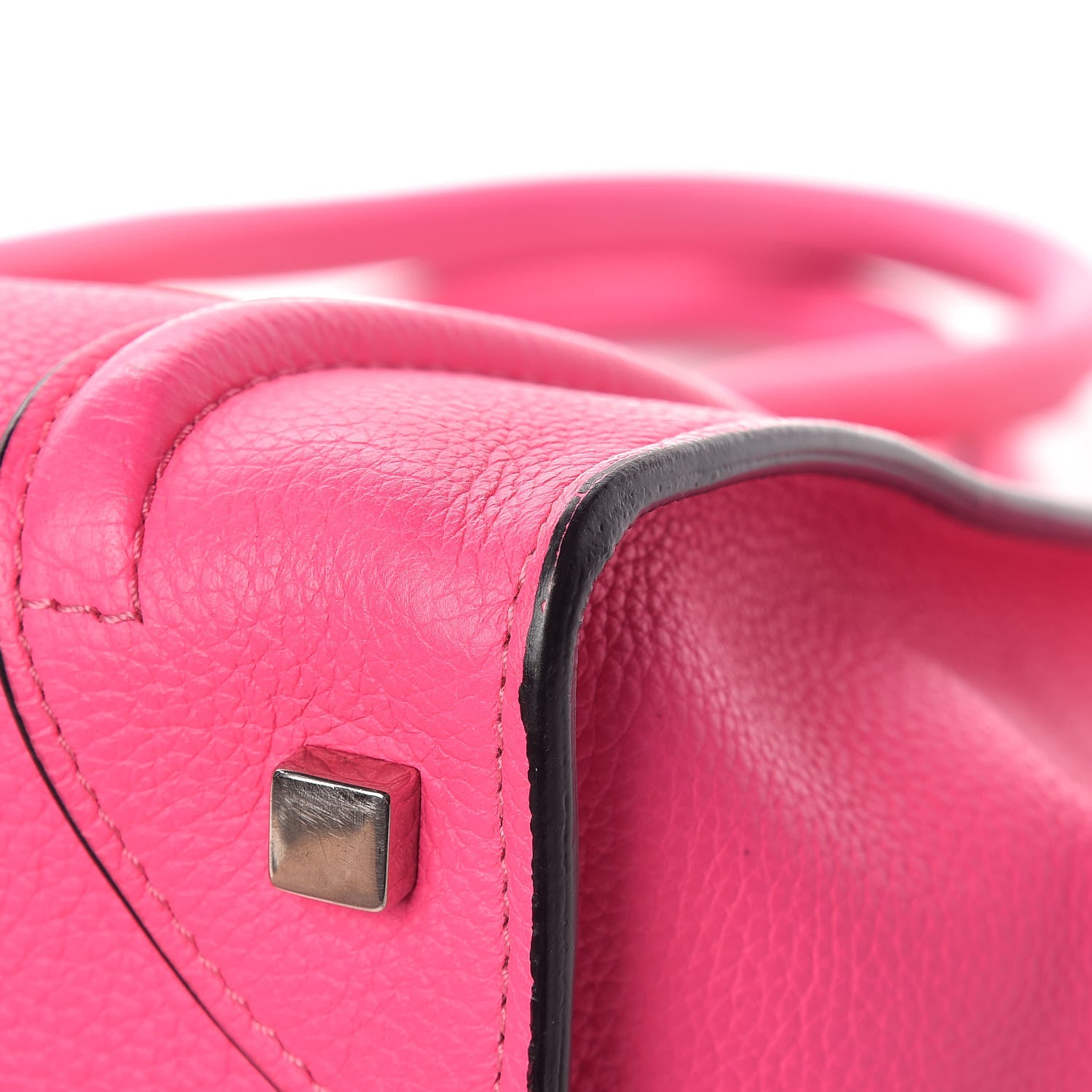 Celine Drummed Calfskin Mini Luggage Fluo Pink 12 of 13