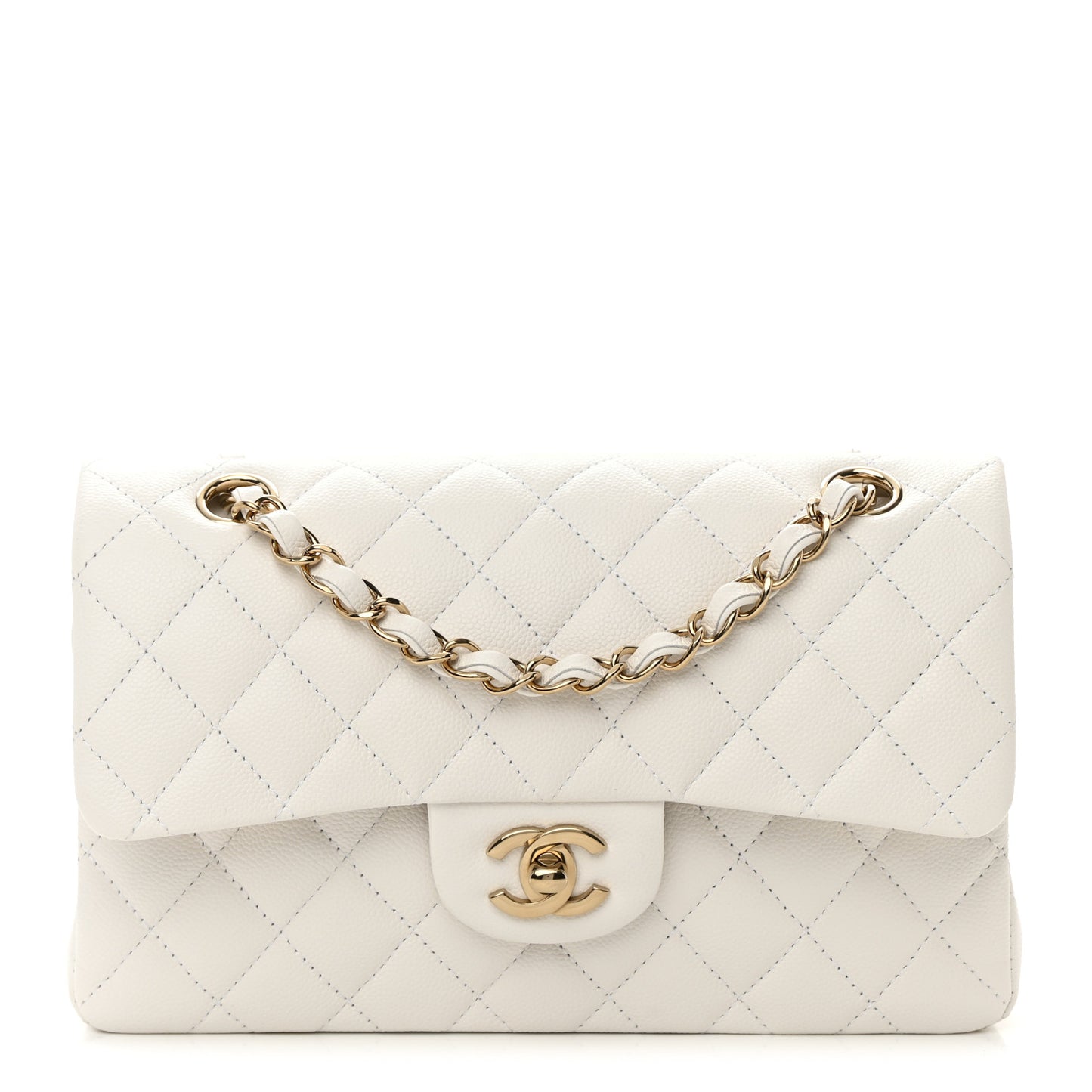 Caviar Quilted Small Double Flap White