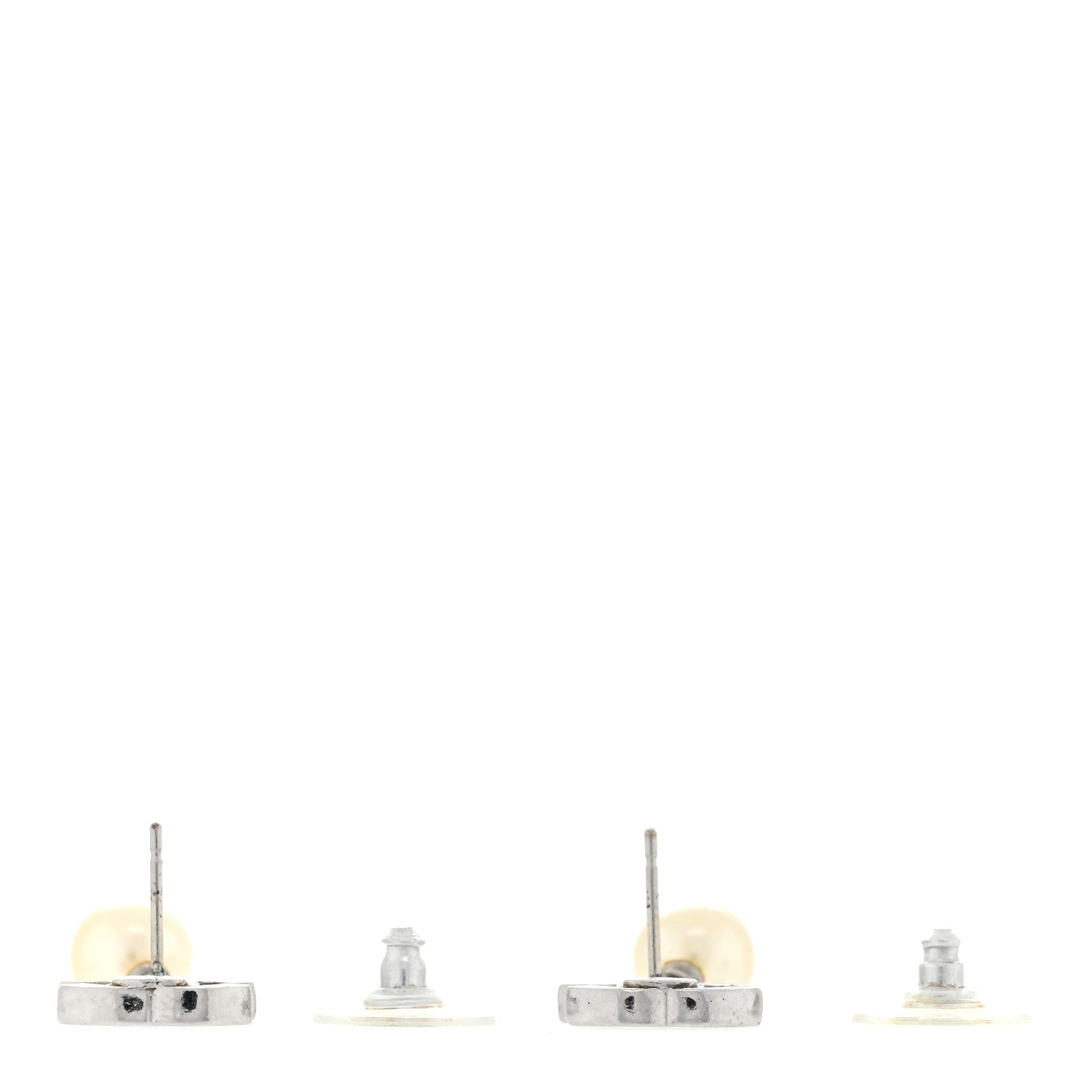 Chanel CC Pearl Drop Earrings Silver 3 of 4