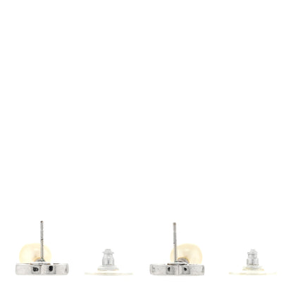 Chanel CC Pearl Drop Earrings Silver 3 of 4