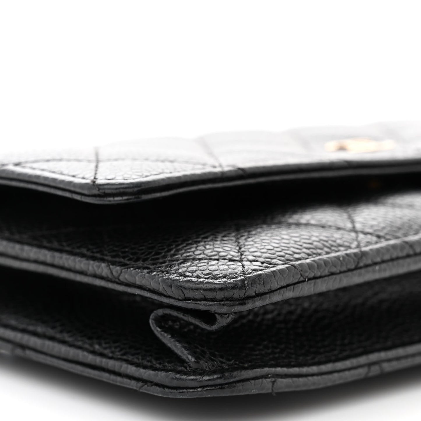 Caviar Quilted Wallet on Chain WOC Black