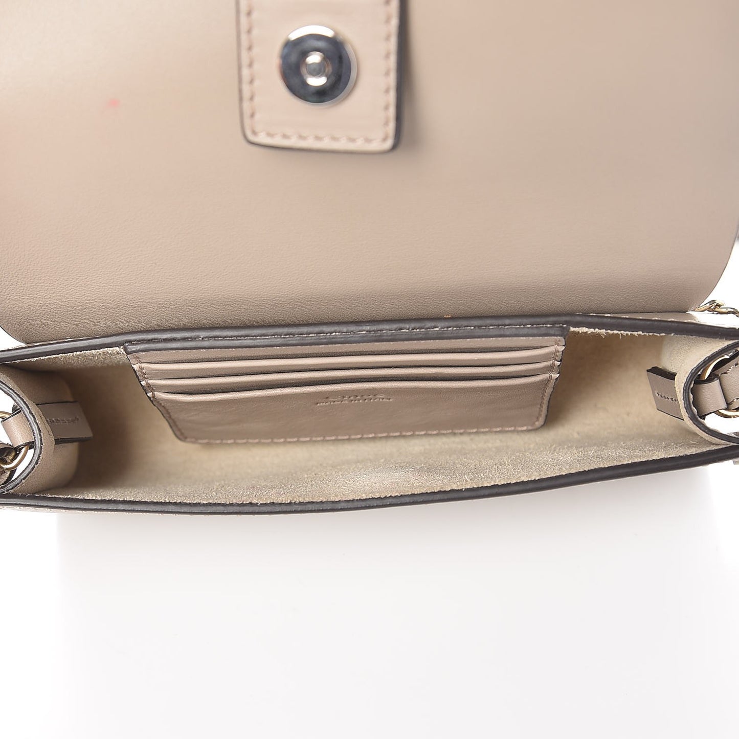 Suede Calfskin Faye Wallet On Strap Motty Grey