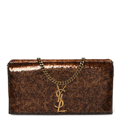 Sequin Satin Monogram Tassel Kate 99 Brown