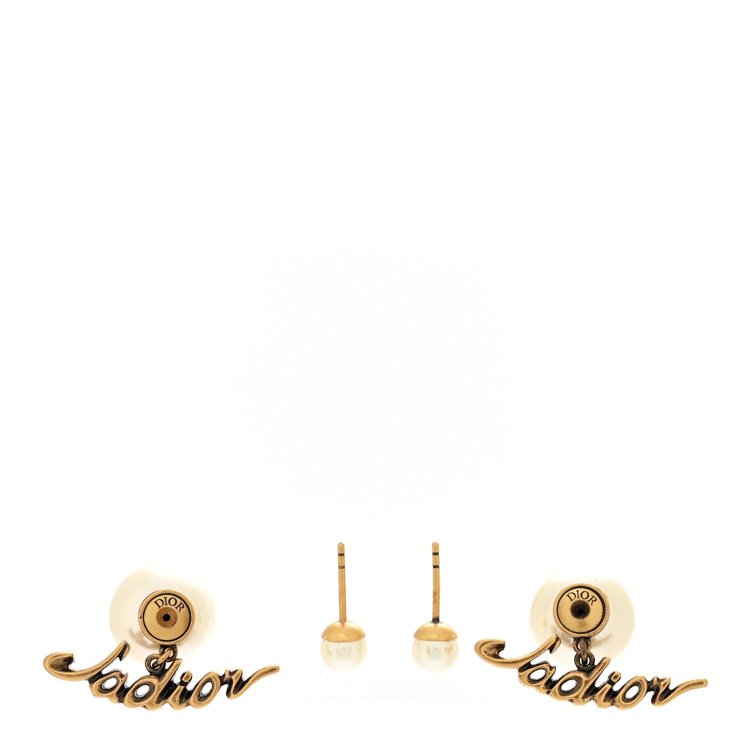 Christian Dior Metal Pearl J'Adior Tribal Earrings Gold 3 of 4