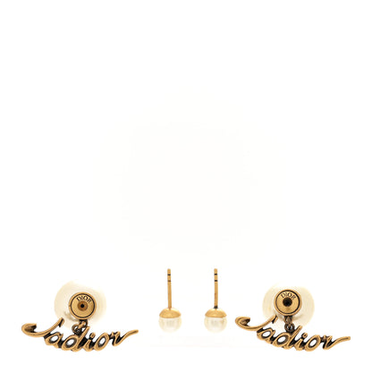 Christian Dior Metal Pearl J'Adior Tribal Earrings Gold 3 of 4