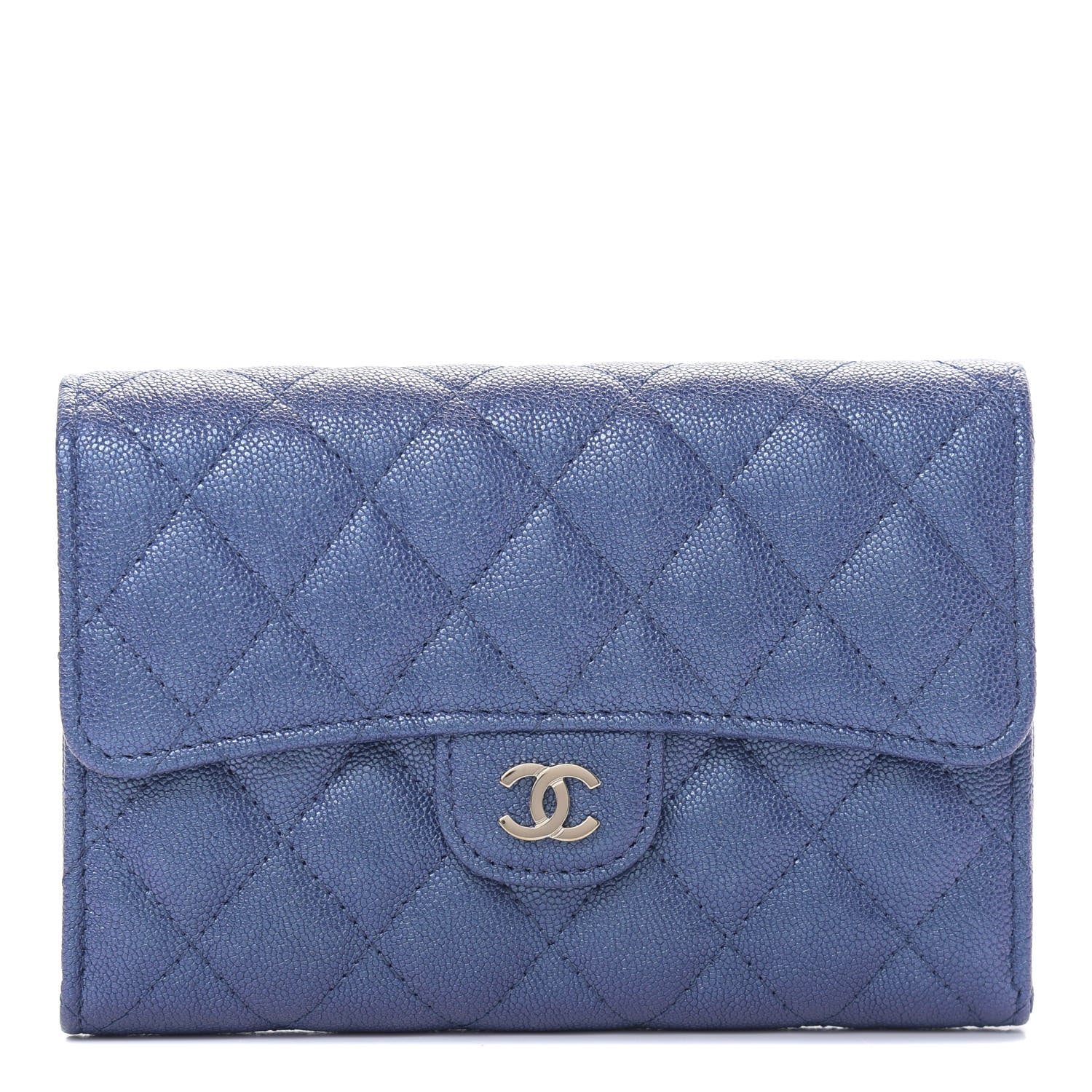 Chanel Iridescent Caviar Quilted Medium Flap Wallet Blue 1 of 9