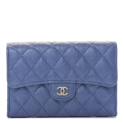 Chanel Iridescent Caviar Quilted Medium Flap Wallet Blue 1 of 9