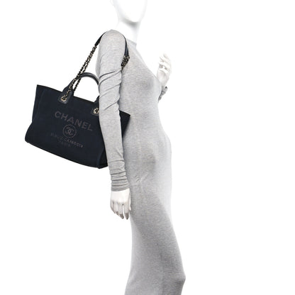 Chanel Mixed Fibers Calfskin Small Deauville Tote Black 2 of 11