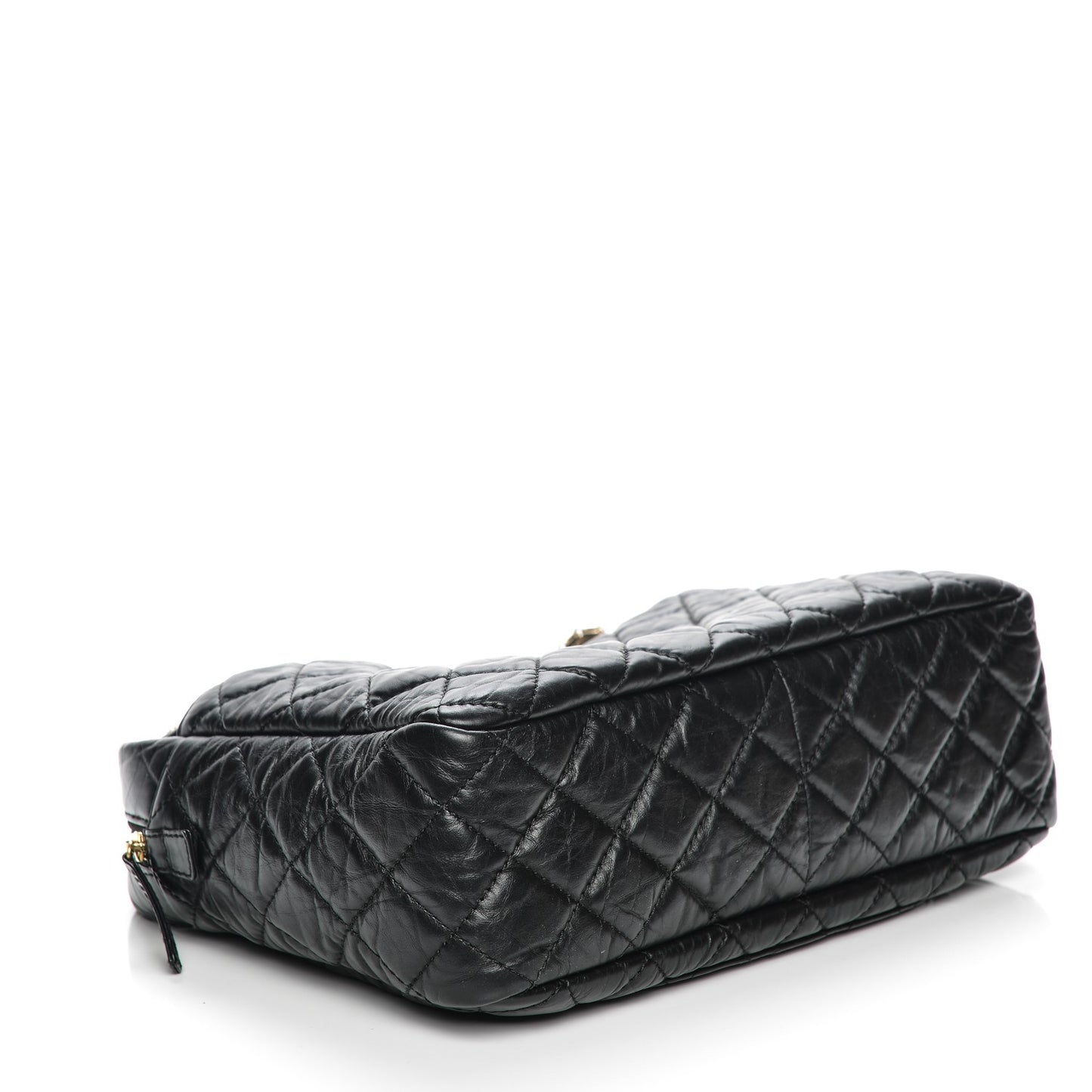 Aged Calfskin Quilted Large Reissue Camera Case Black