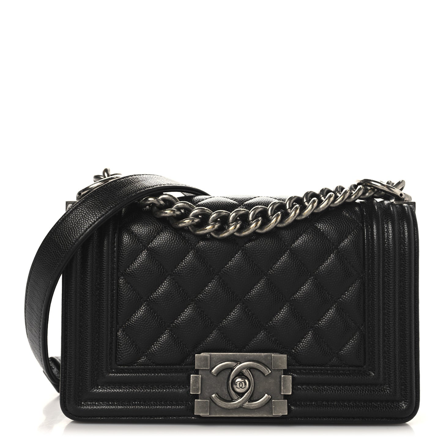 Caviar Quilted Small Boy Flap Black