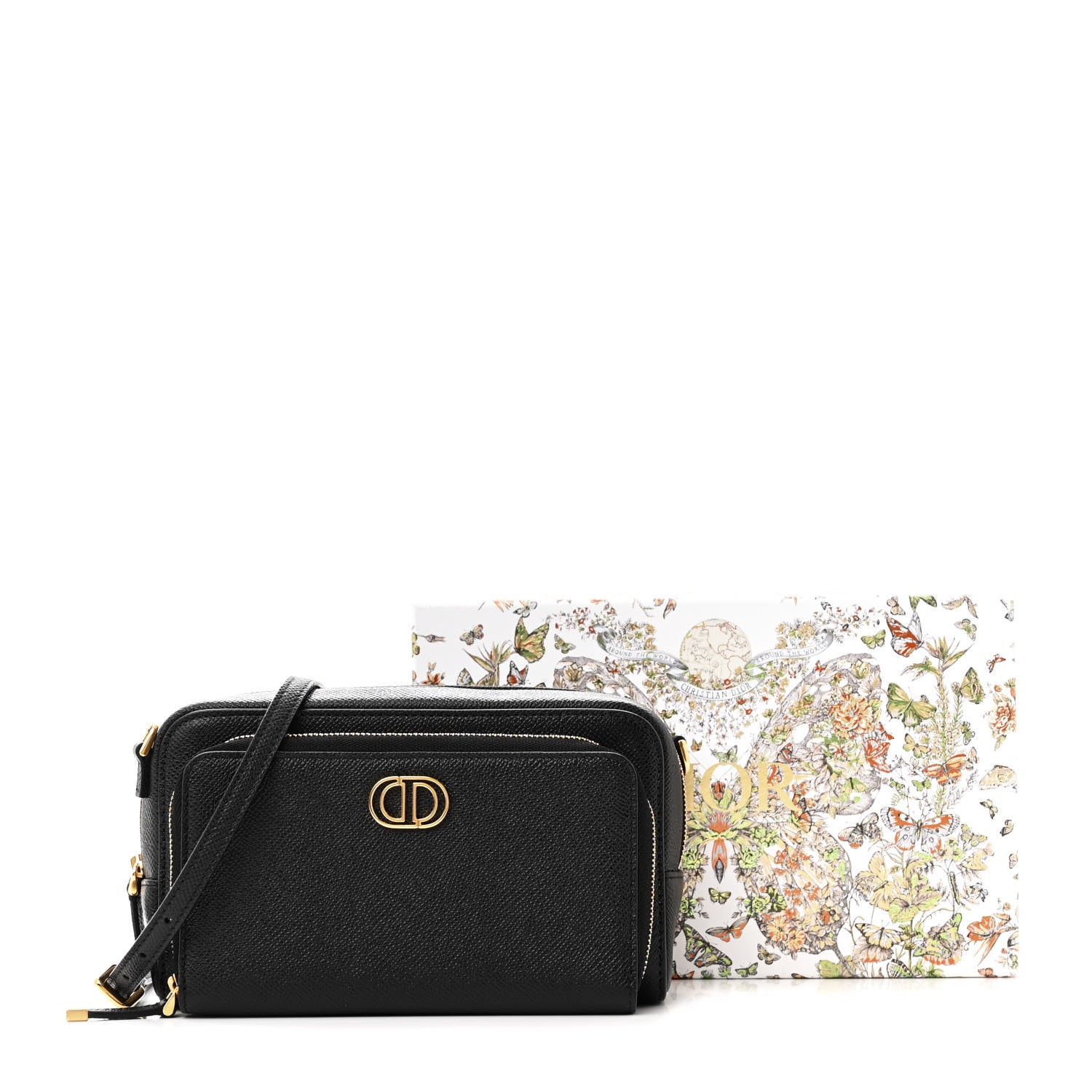 Christian Dior Grained Calfskin Caro Double Pouch Black 12 of 12