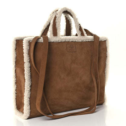 Telfar X UGG Suede Shearling Medium Shopping Bag Chestnut 3 of 13