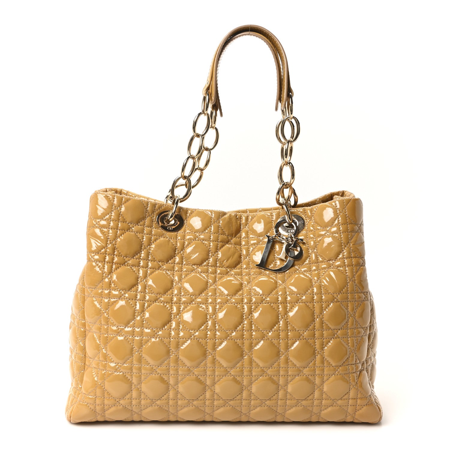 Christian Dior Patent Cannage Large Dior Soft Shopping Tote Beige 1 of 10