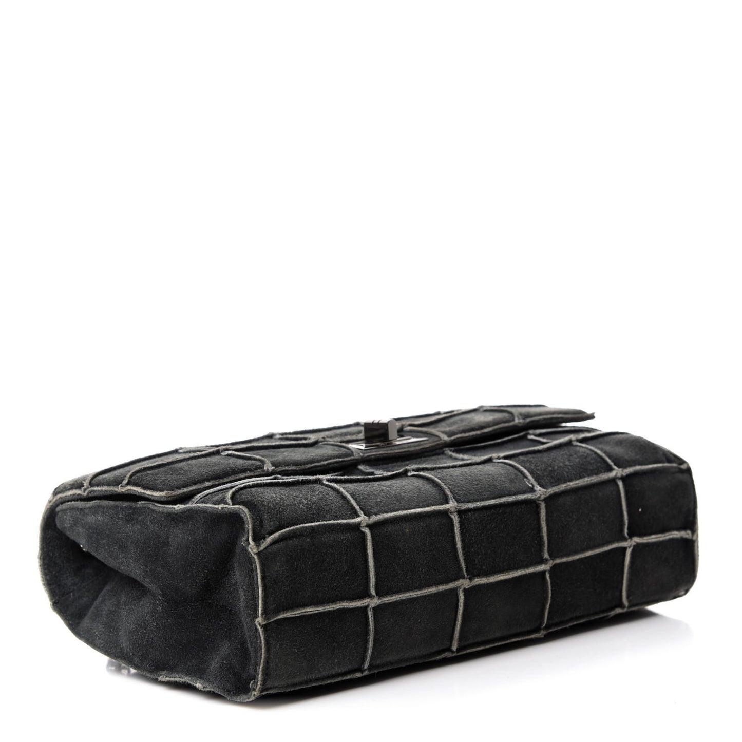 Suede Chocolate Bar Mademoiselle Flap Dark Grey
