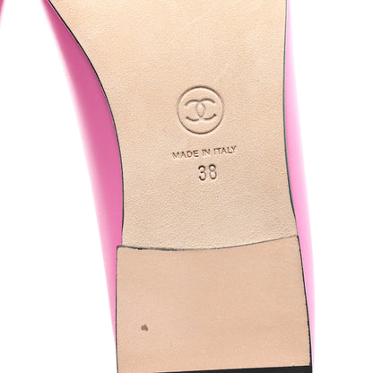 Chanel Calfskin Grosgrain Cap Toe CC Ballerina Flats 38 Pink Black 7 of 10
