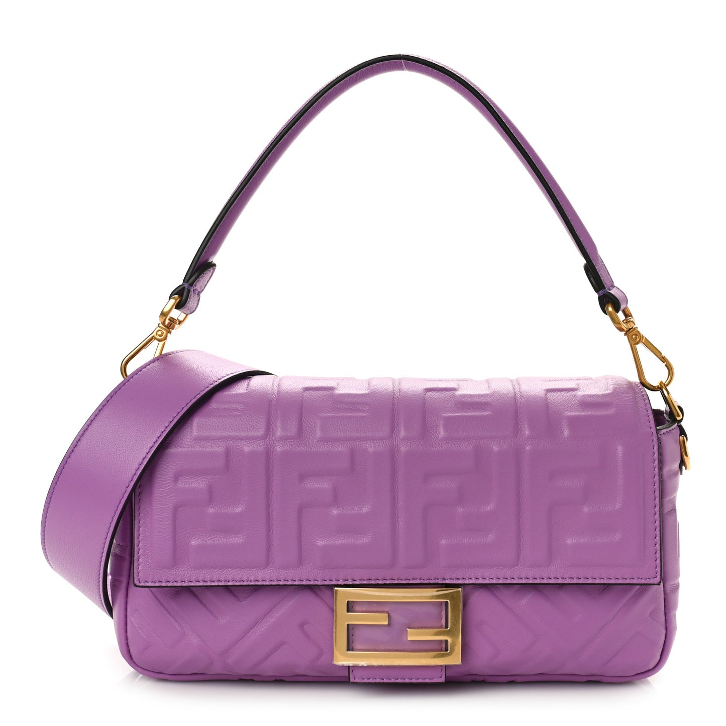 Nappa FF 1974 Embossed Baguette Agapanto